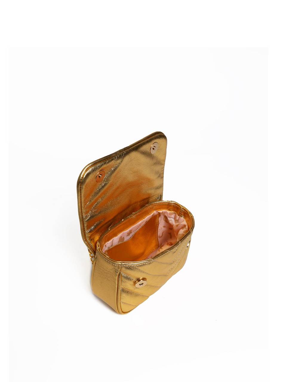 Bolsa Satchel Pequena Couro Tiracolo Ouro BSI-5970 - AU