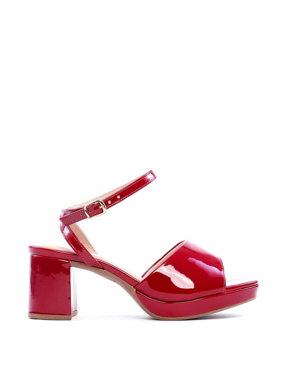 Sandália Salto Bloco Meia Pata Verniz - Vermelha SDI-11756 - VE