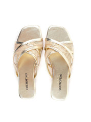 Rasteira com Tiras Cruzada e Tela - Ouro SDI-11963 - AU