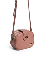 Bolsa Bag Couro Transversal 2 Zíperes Nude BSI-5071 - NU