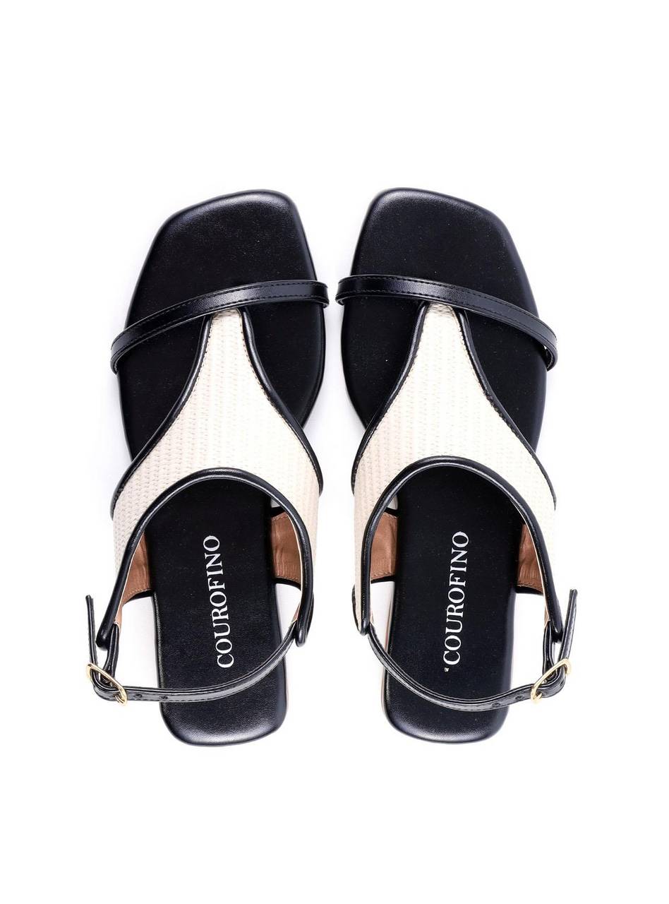 Rasteira em Palha com Tira Fina - Preta SDI-11940 - PR