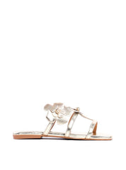 Rasteira Slide com Duas Flores - Ouro SDI-11848 - AU