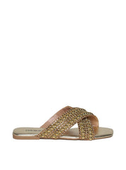 Sandália Feminina Mulle Couro Salto Alto - Ouro SDI-11617 - AU