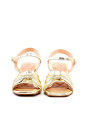 Sandália Salto Bloco Detalhe Drapeado - Ouro SDI-11977 - AU