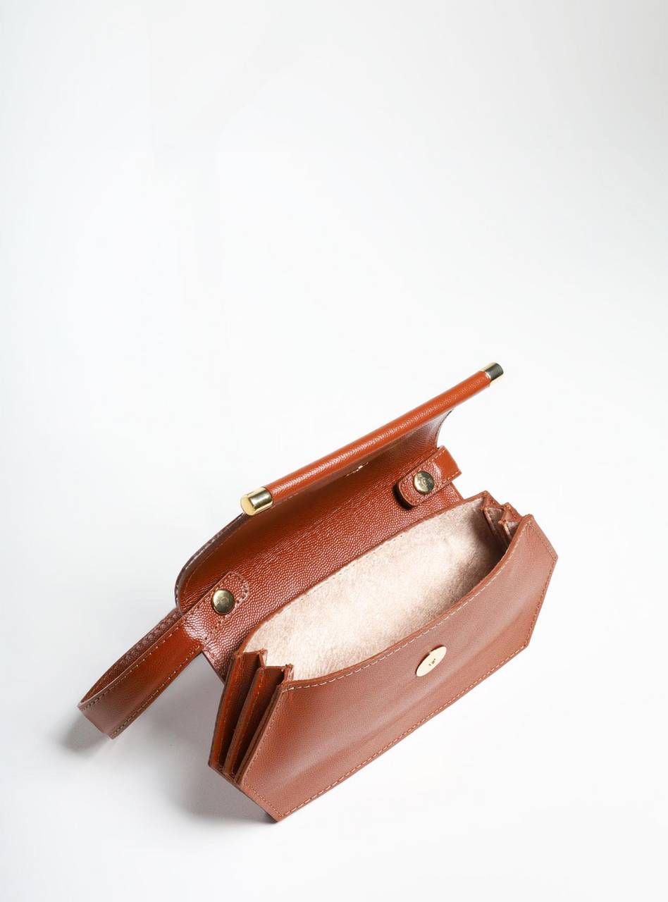 Bolsa Baguete Lisa Removível Couro Castor BSI-5776 - CS