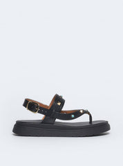 Sandália Feminina Papete Tachas Diversas - Preta SDI-11546 - PR
