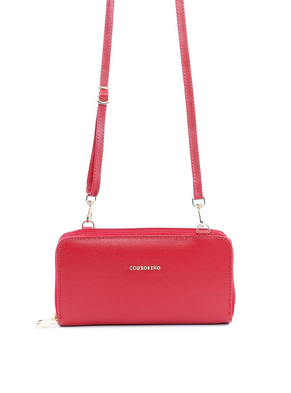 Carteira Feminina Clássica com 2 zippers e Alça Removível - Vermelha CAI-953 - VE