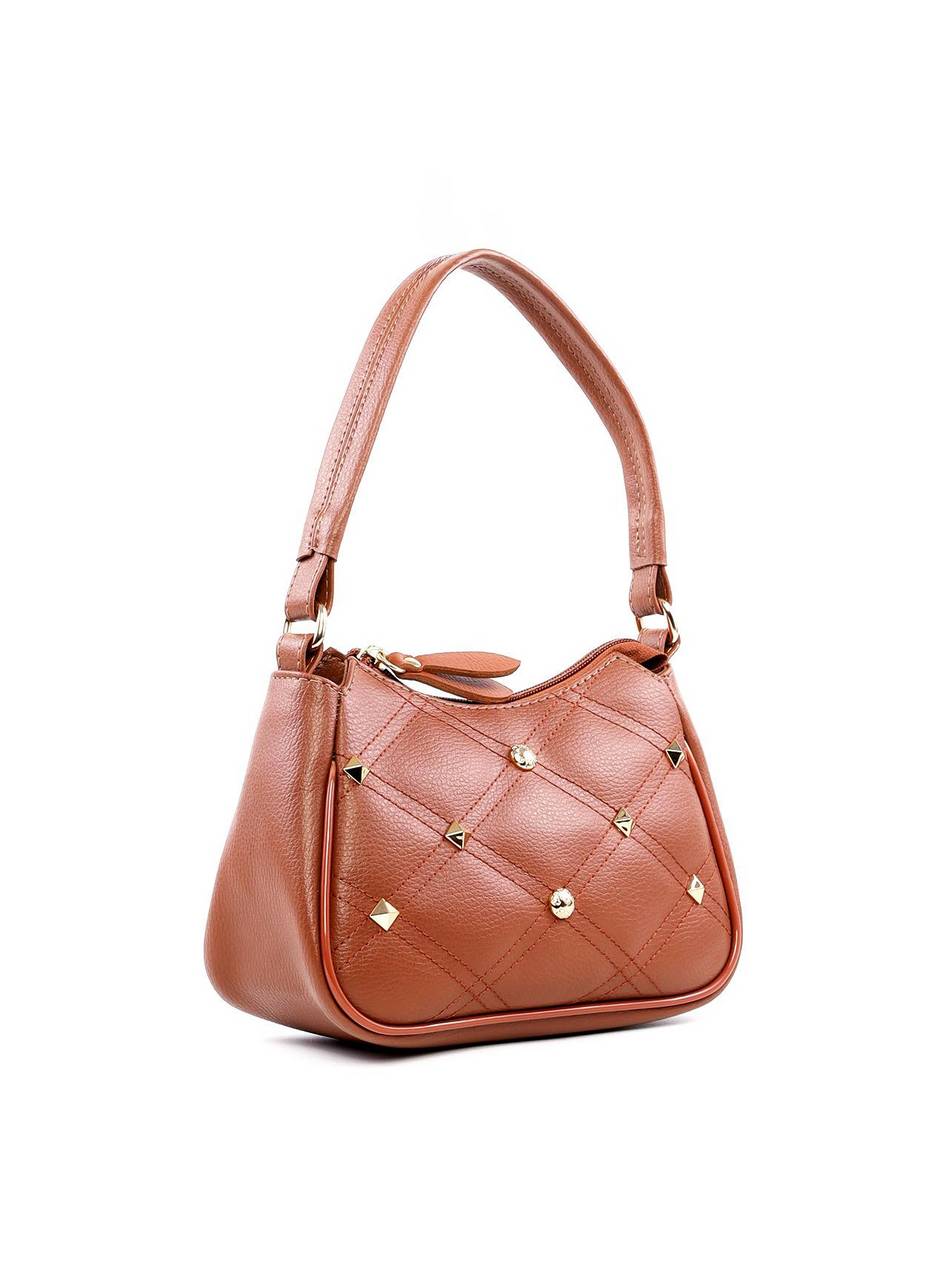Bolsa Clutch com Alça Tiracolo Removível em Matelassê e Spikes - Castor BSI-5966 - CS