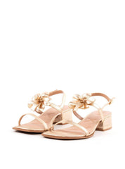 Sandália Salto Bloco Enfeite Flor - Ouro SDI-12034 - AU