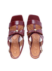 Sandália Salto Bloco de Laço com Rebite - Vinho SDI-11800 - VI