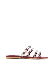 Rasteira com Tiras Finas e Rebites - Vinho SDI-11895 - VI