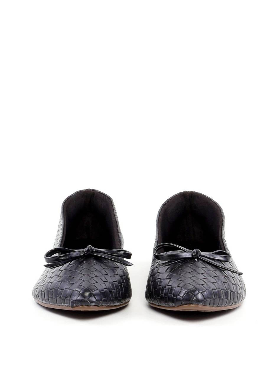 Sapatilha Bico Fino Tresse com Laço - Preta SDI-11947 - PR