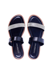Rasteira de Dedo com Strass - Preta SDI-11798 - PR
