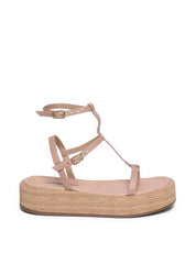 Sandália Feminina Couro Plataforma Salto Fachetado - Nude SDI-11560 - NU