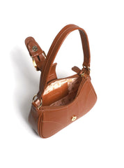 Bolsa Baguette Pequena Couro Fivela Grande Castor BSI-5879 - CS