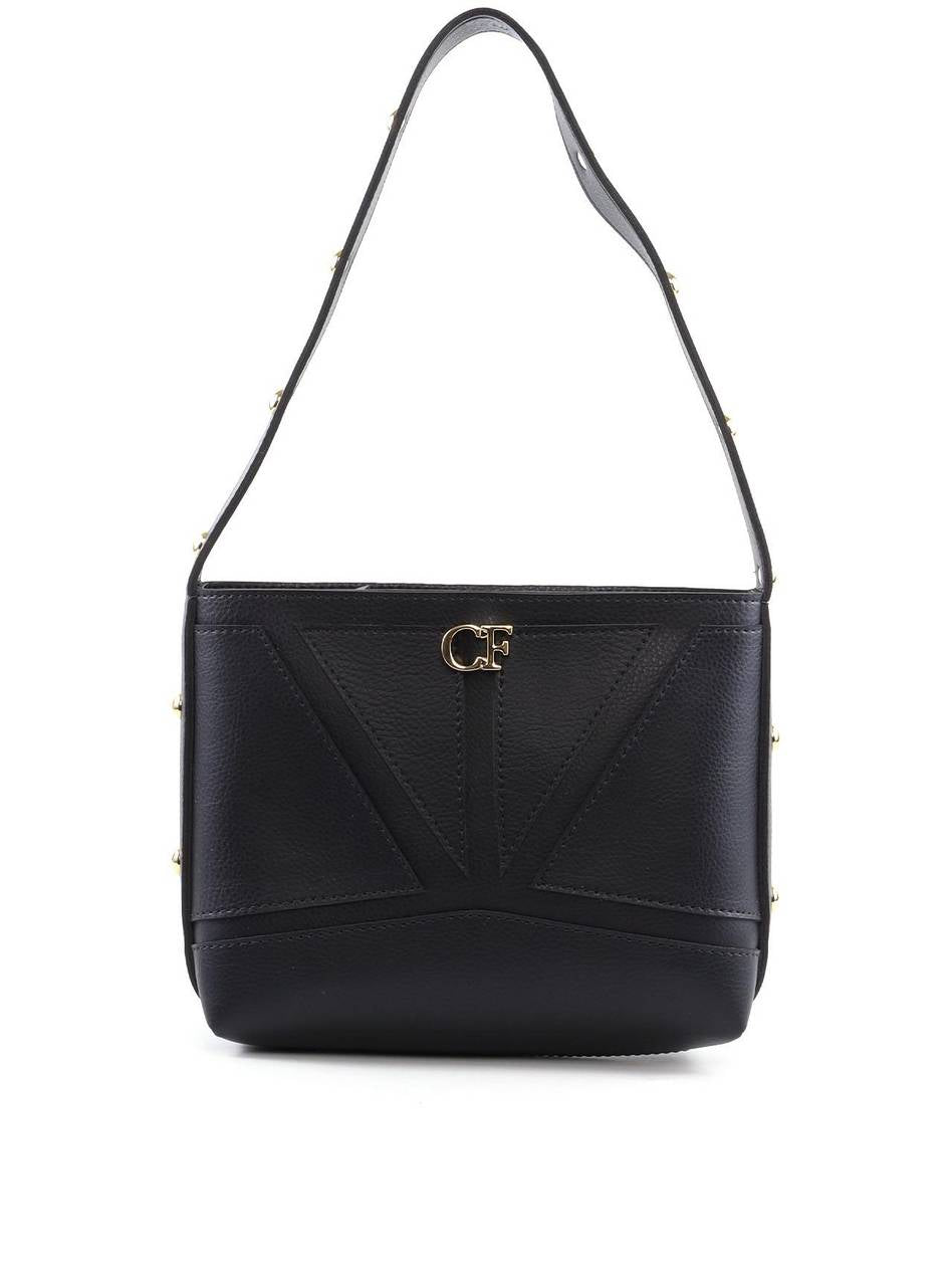 Bolsa Tote Média com Costura e Esferas Douradas - Preto BSI-6410 - PR