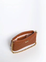 Bolsa Baguete Pequena Couro Tiracolo Castor BSI-5872 - CS