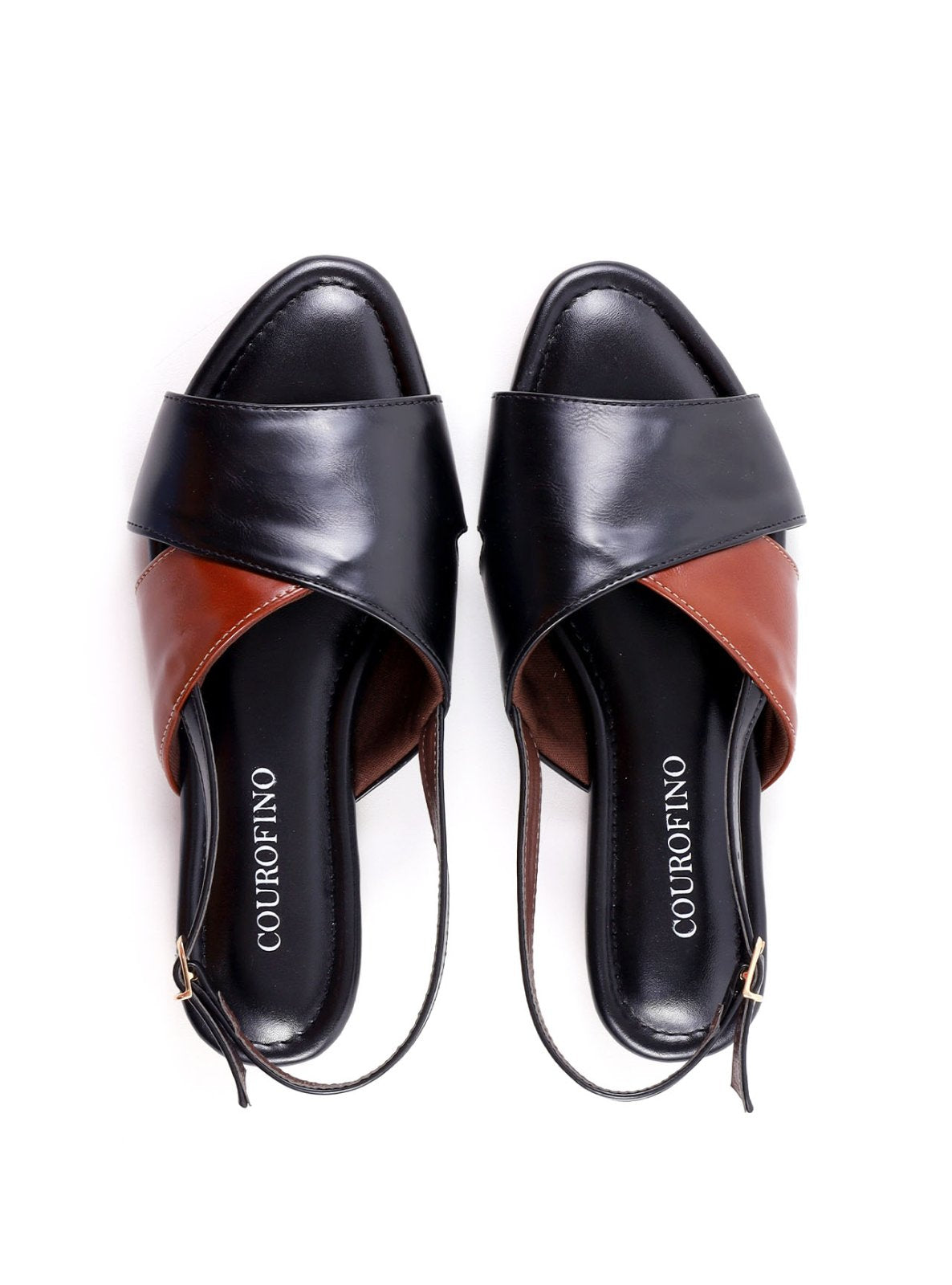Sandália Rasteira Tiras Cruzadas Bicolor SDI-12269 - PR