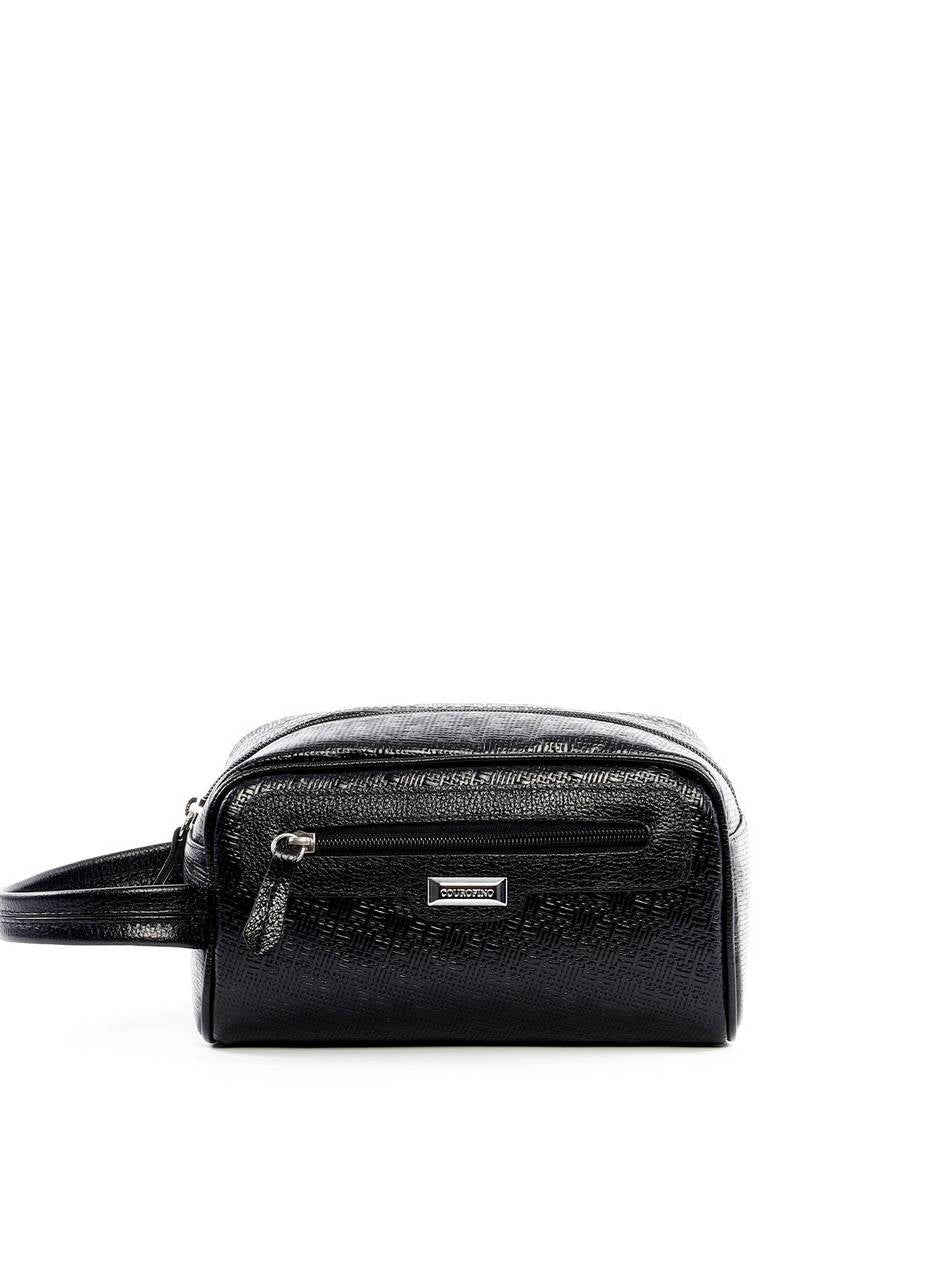 Necessaire Masculina Alça Ziper Couro Preta NSI-123 - PR