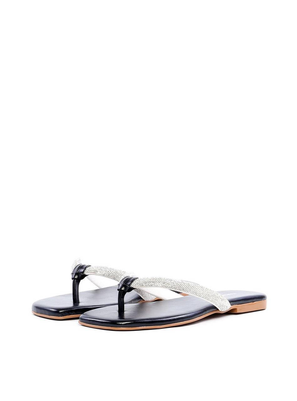 Rasteira de Dedo com Strass - Preta SDI-11889 - PR