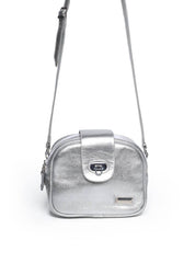 Bolsa Bag Couro Transversal 2 Zíperes Prata BSI-5071 - PT