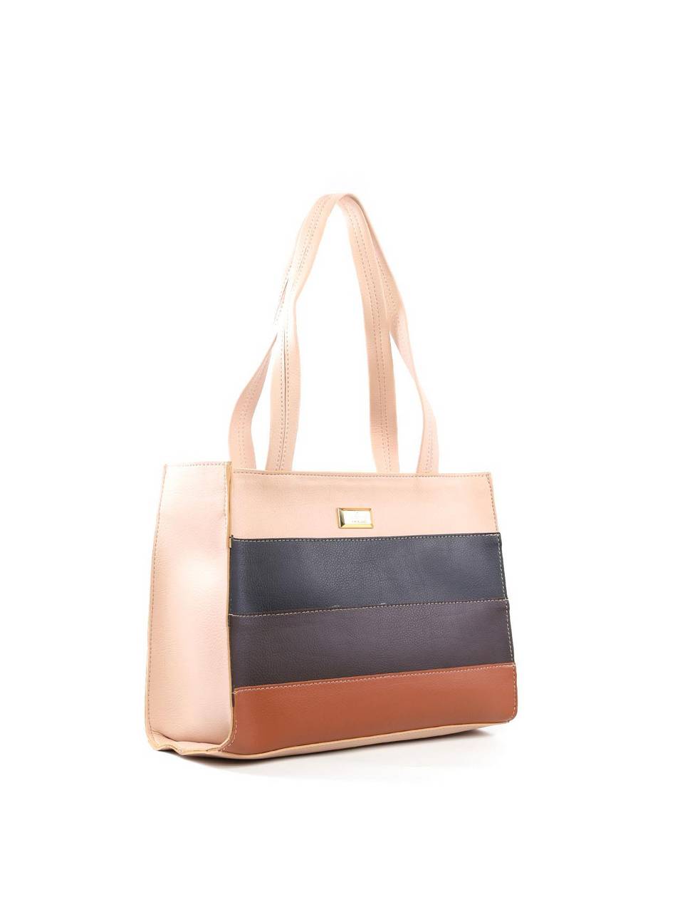 Bolsa Tote Estruturada com Retalhos - Nude BSI-6464 - NU