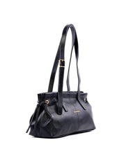 Bolsa Tote de Couro com Ilhós Laterais - Preta BSI-6223 - PR