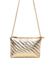 Bolsa Clutch em Matelassê com Alça de Corrente - Ouro BSI-6270 - AU