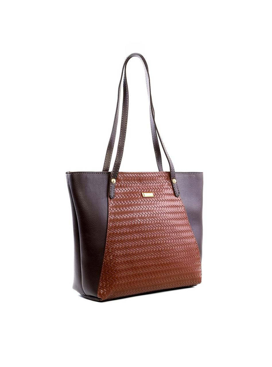 Bolsa Shopper com Detalhe de Tressê - Cacau BSI-6407 - CA