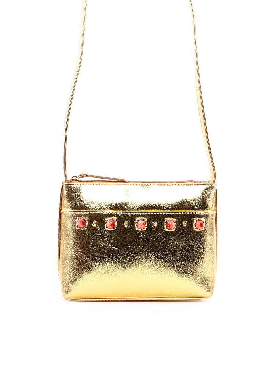 Bolsa Tote Transversal com Pedraria - Ouro BSI-6362 - AU