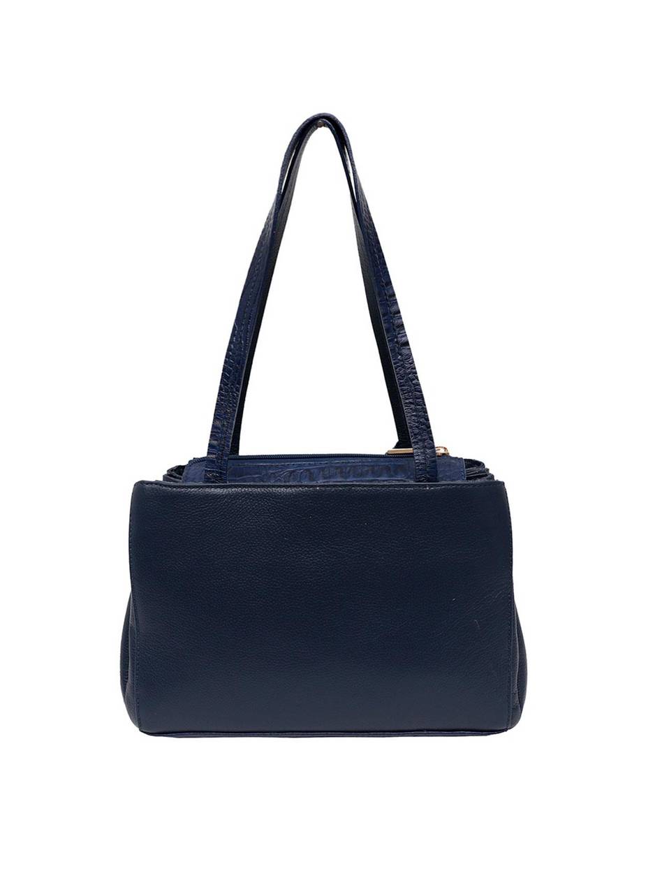 Bolsa Tote Couro Média Transversal Bolsos Azul BSI-5222 - AZ