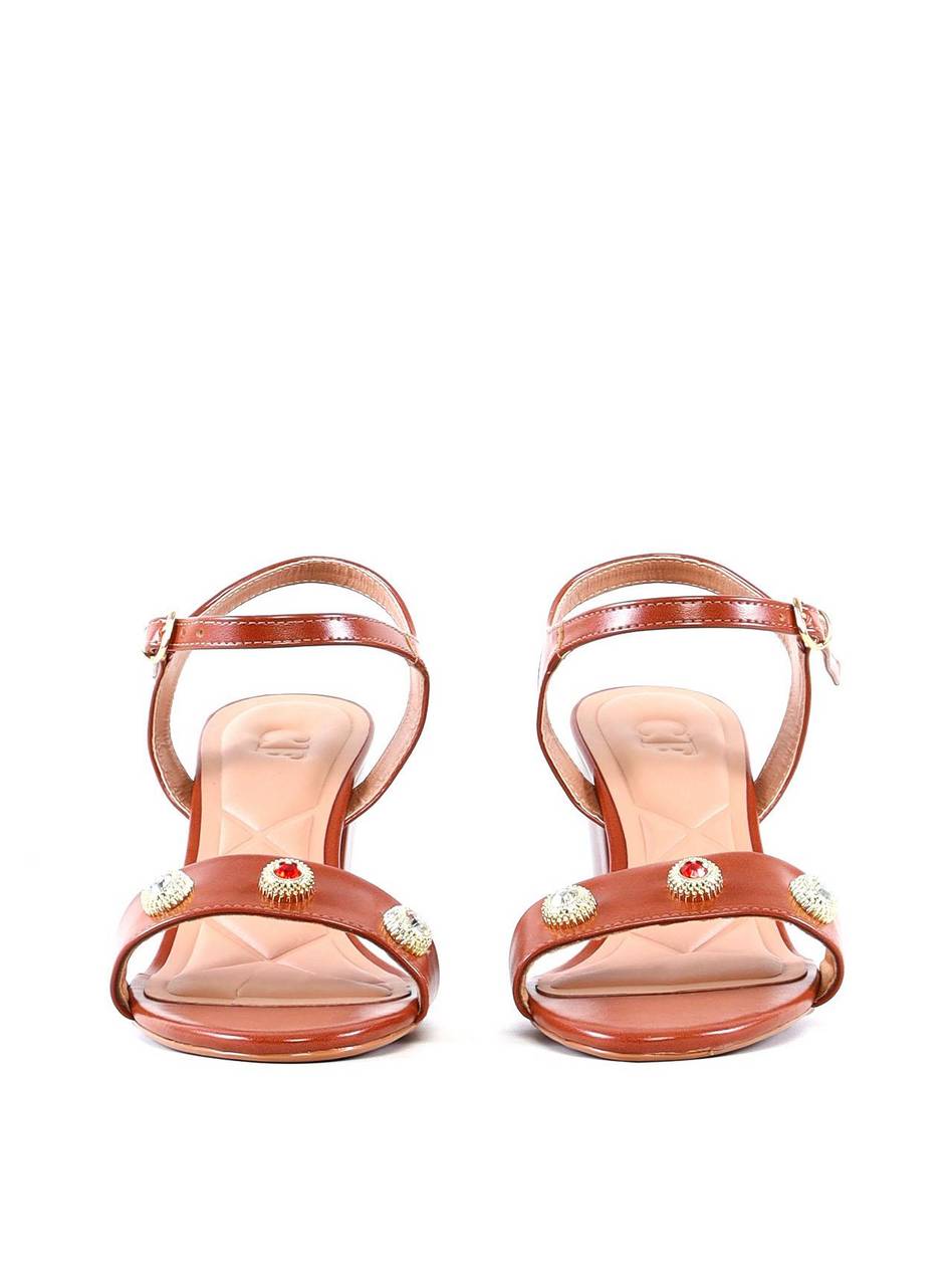 Sandália de Salto Bloco com Pedras - Castor SDI-12005 - CS