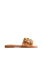 Rasteira com Maxi Fivela e Ilhoses - Nude SDI-12001 - NU