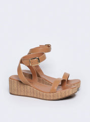 Sandália Feminina Plataforma Anabela Couro - Castor SDI-11561 - CS