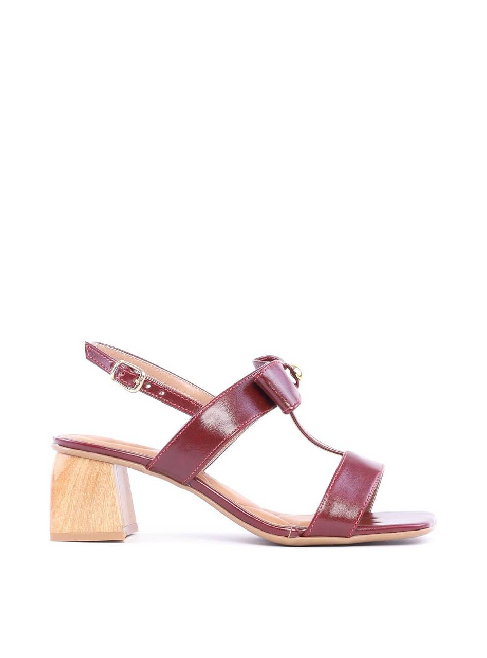 Sandália Salto Bloco de Laço com Rebite - Vinho SDI-11800 - VI