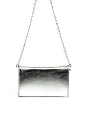 Bolsa Clutch Retangular com Alça de Corrente - Prata BSI-6244 - PT