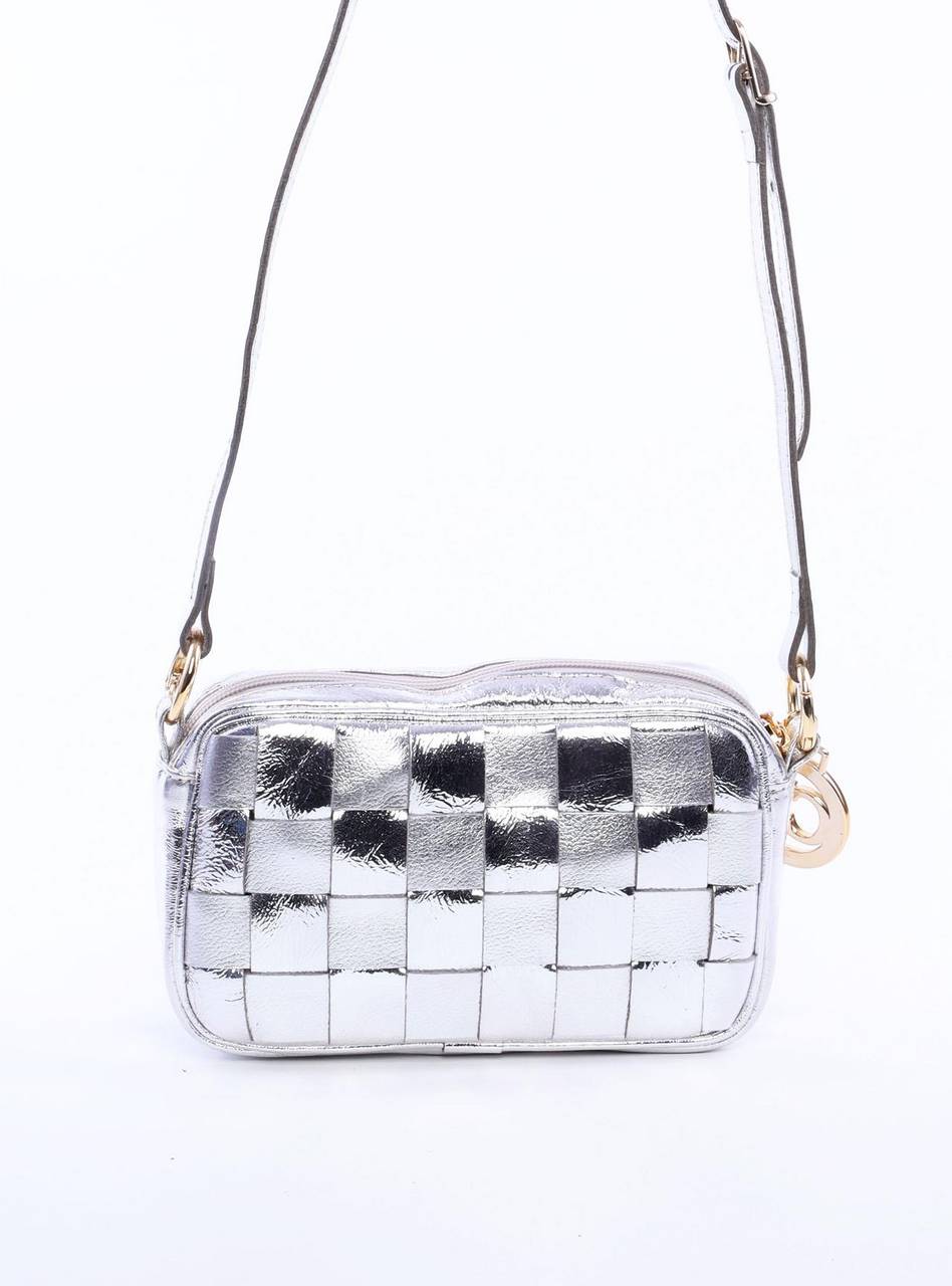 Bolsa de Mão com Alça Removível e Tresse com Barbicacho - Prata BSI-6004 - PT