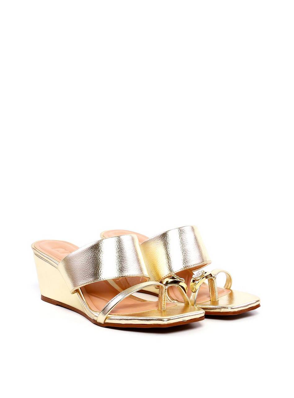 Tamanco Anabela com Enfeite no Dedo - Ouro SDI-11959 - AU