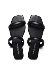 Sandália Feminina Rasteira Duas Tiras - Preta SDI-11620 - PR