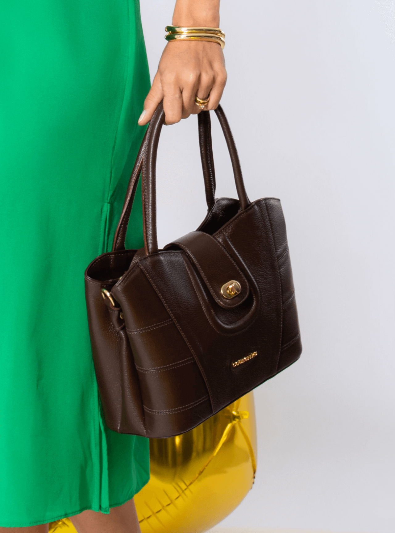 Bolsa Tote com Detalhes de Costura e Alça Dupla - Cacau BSI-6258 - CA