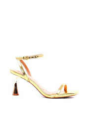 Sandália Tiras Finas Salto Alto Cromado - Ouro SDI-11925 - AU