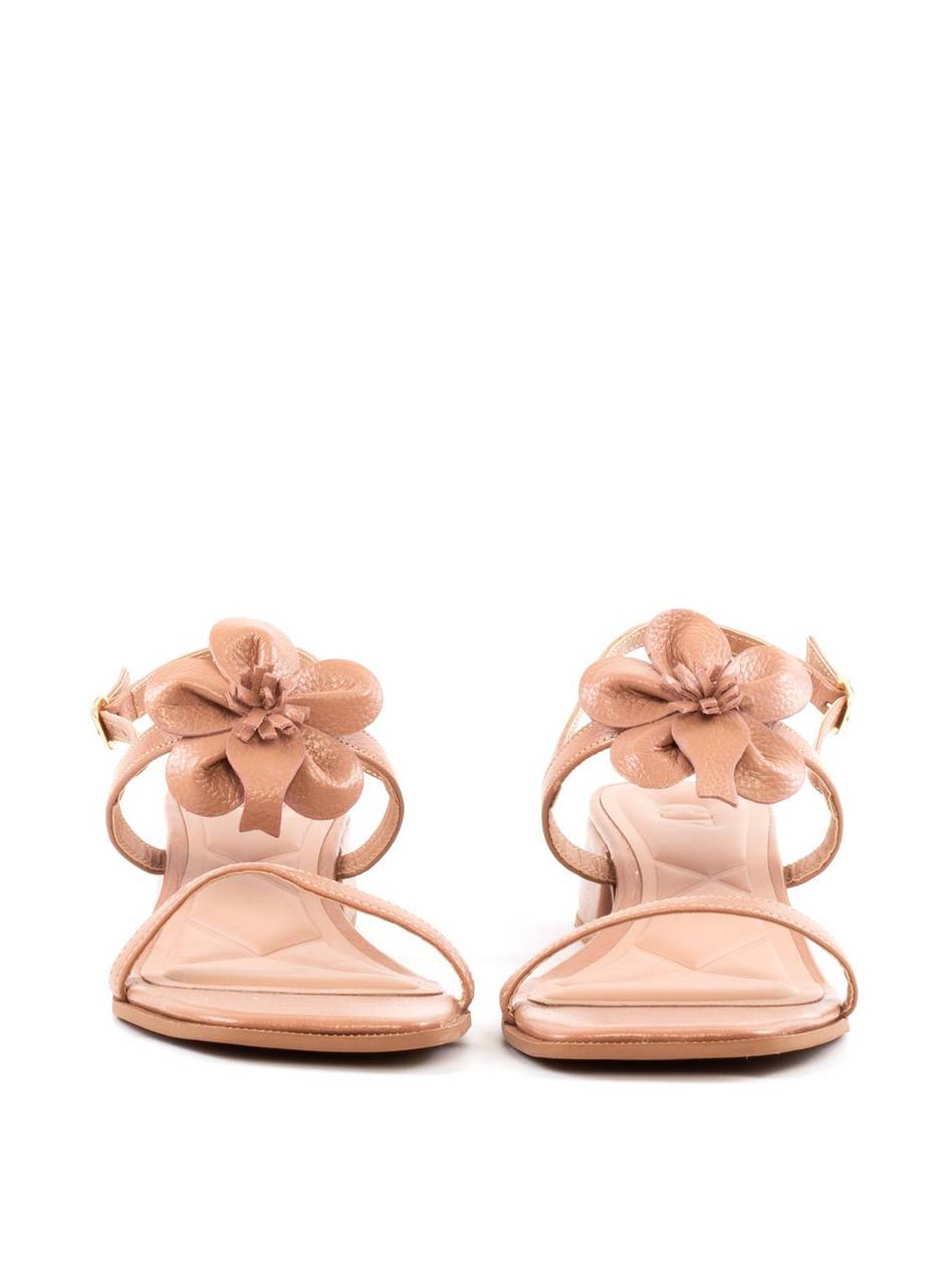 Sandália Salto Bloco Enfeite Flor - Nude SDI-12034 - NU