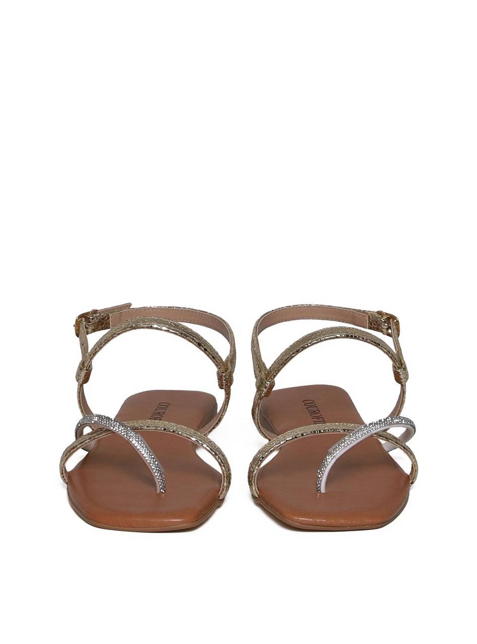 Sandália Rasteira com Tiras Finas em Strass SDI-11681 - AU