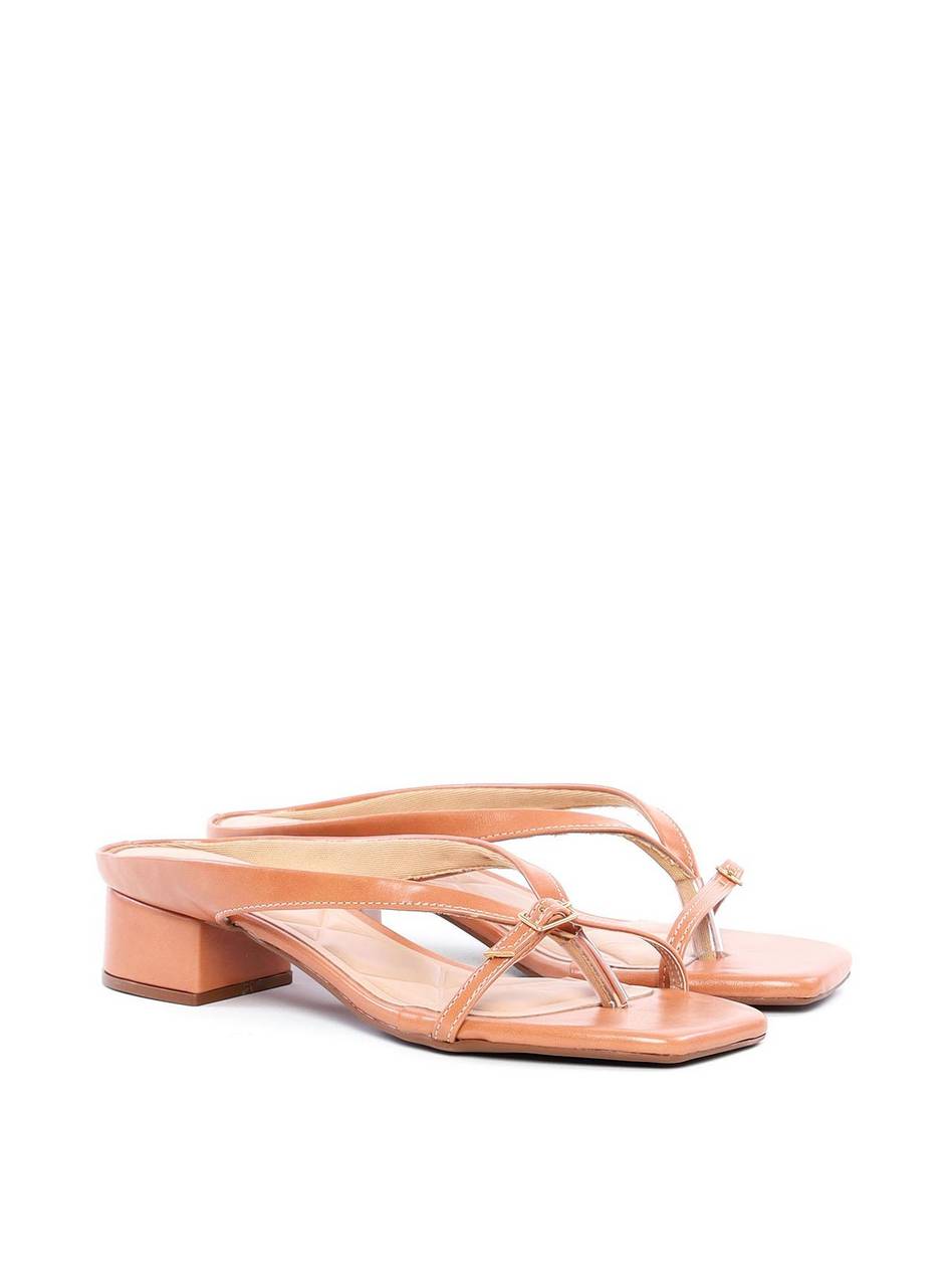 Tamanco Feminino Salto Bloco Baixo com Fivela - Nude SDI-11839 - NU