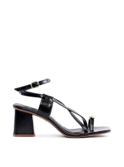 Sandália Salto Bloco com Tiras Cruzadas - Preta SDI-11905 - PR