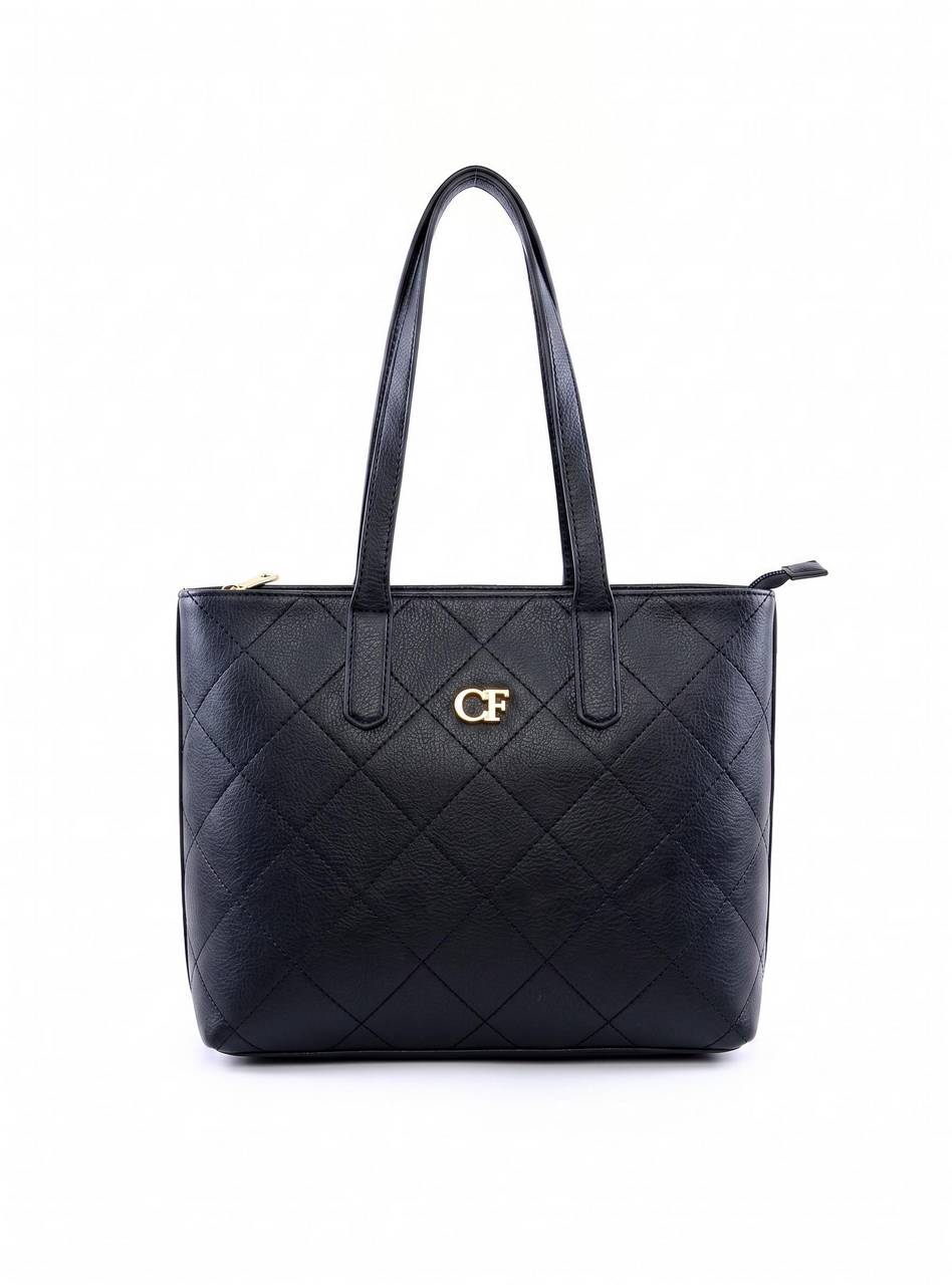 Bolsa Shopper Tiracolo Metalasse com Detalhes de Costura - Preta BSI-6064 - PR