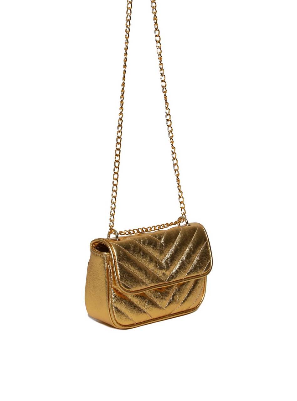 Bolsa Satchel Pequena Couro Tiracolo Ouro BSI-5970 - AU
