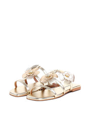 Rasteira Slide com Duas Flores - Ouro SDI-11848 - AU