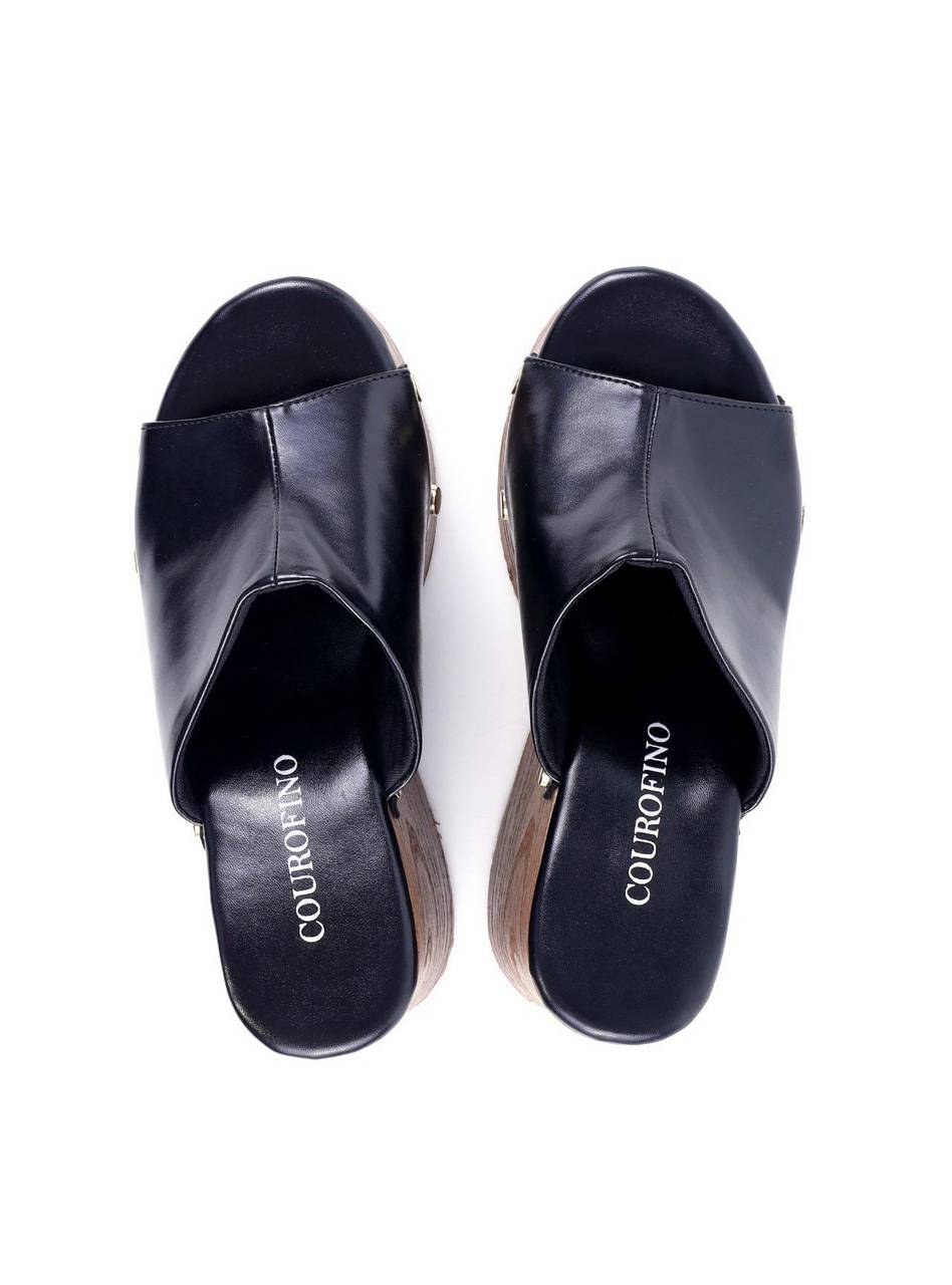 Tamanco Plataforma com Tachas Laterais - Preto BSI-11858 - PR