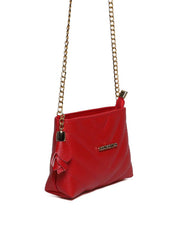 Bolsa Clutch Sintética Tiracolo com Detalhes em Costura - Vermelha BSI-5961 - VE